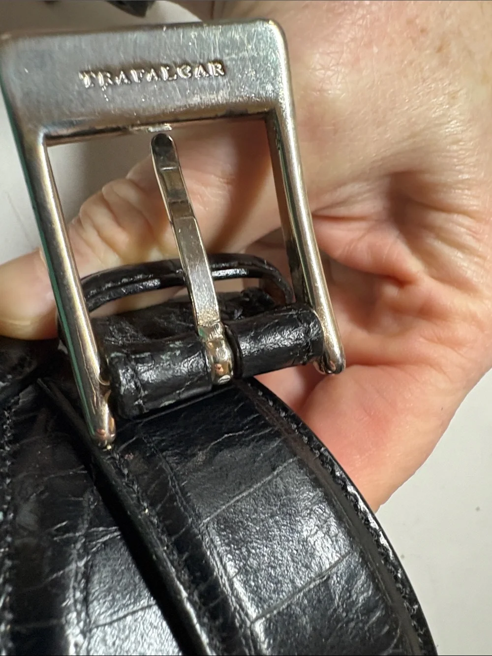 Trafalgar Black embossed Calfskin Leather Dress Belt Size 40